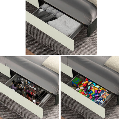 Anna - Queen Patented 2 Drawer Storage Bed, Upholstered Wingback - Ivory Velvet