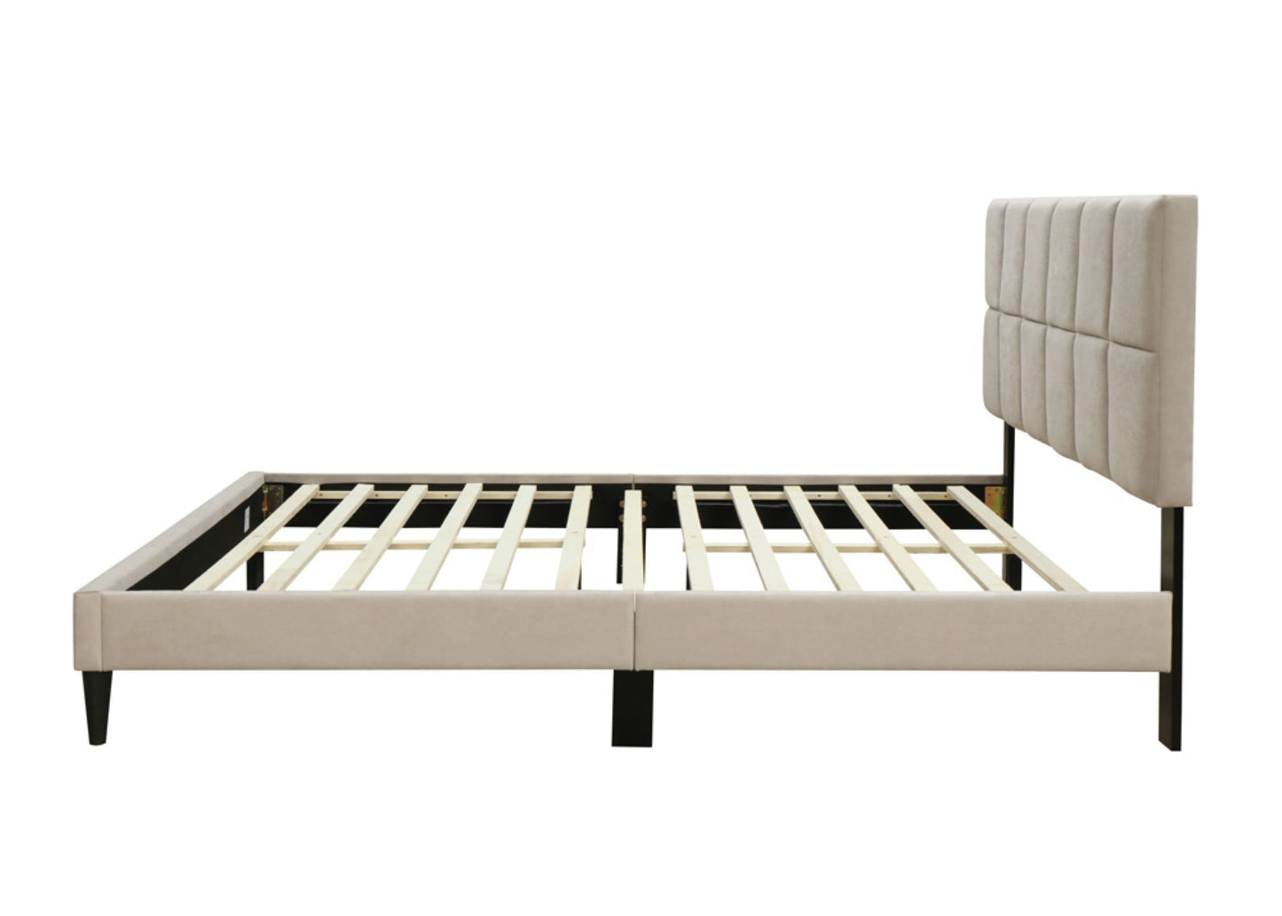 Queen Sized Squares Bed With USB - Light Gray