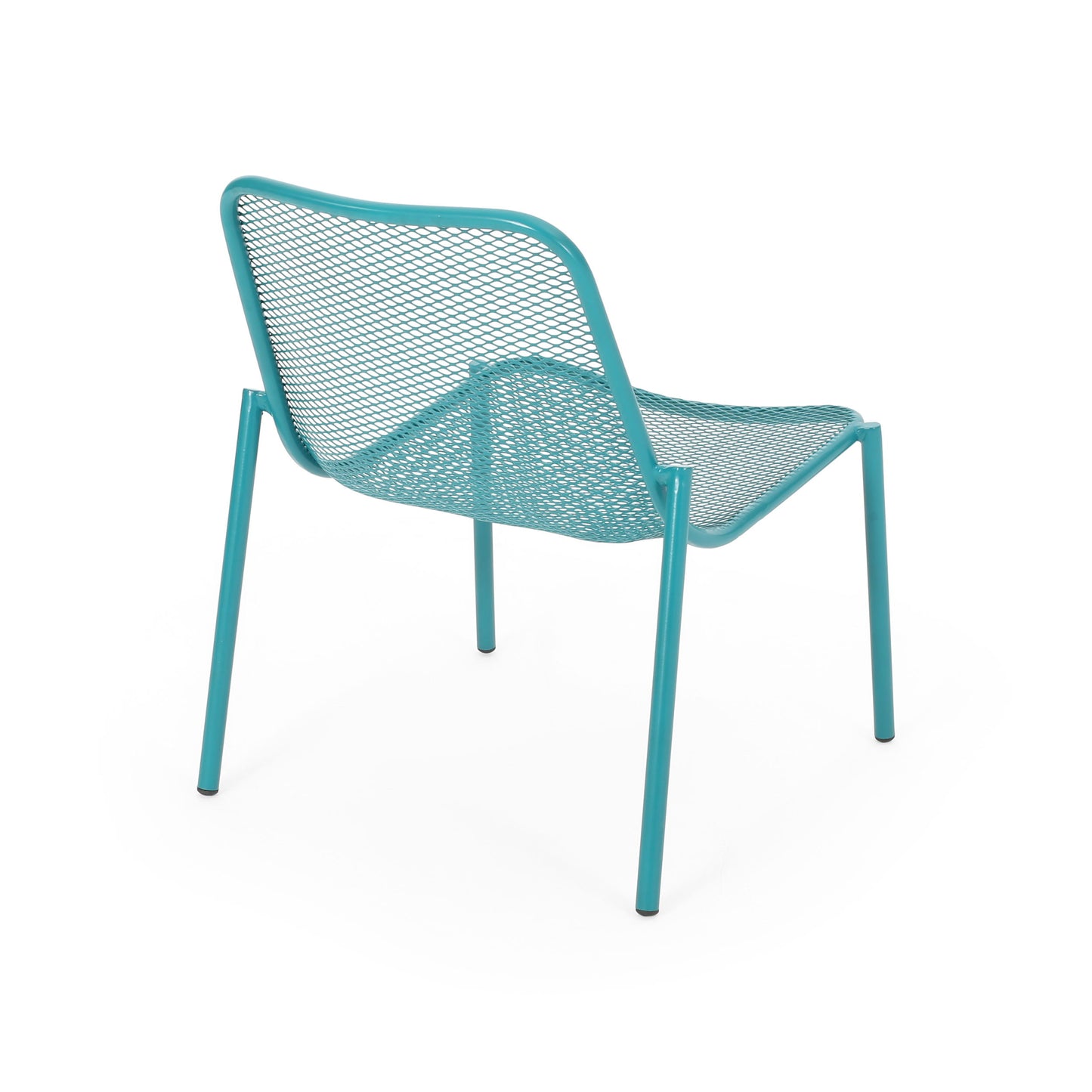 Outdoor Iron Chair With Mesh Design - Teal