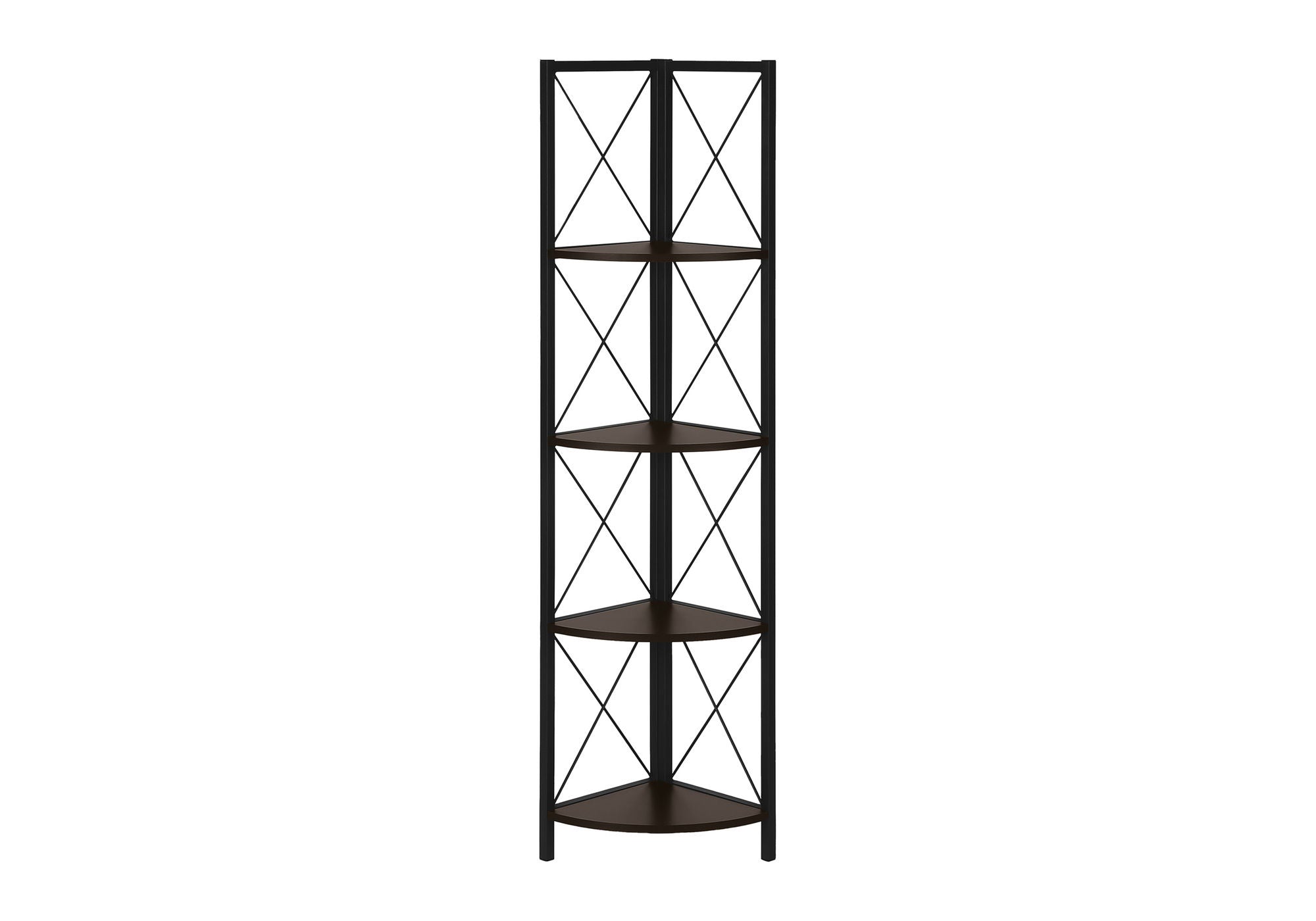 Bookshelf, Bookcase, Etagere, Corner, 4 Tier, Office, Contemporary & Modern - Espresso