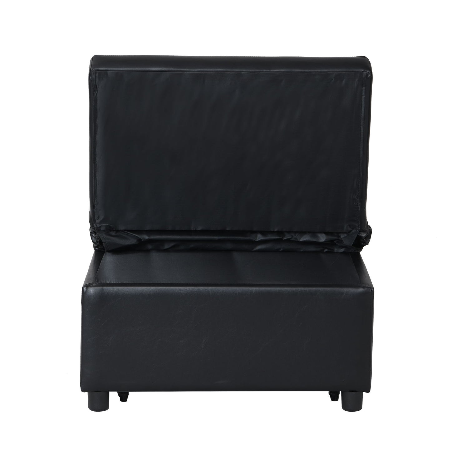 Folding Ottoman Sofa Bed Multi Functional Space Saving Design - Black