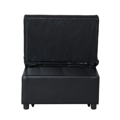 Folding Ottoman Sofa Bed Multi Functional Space Saving Design - Black