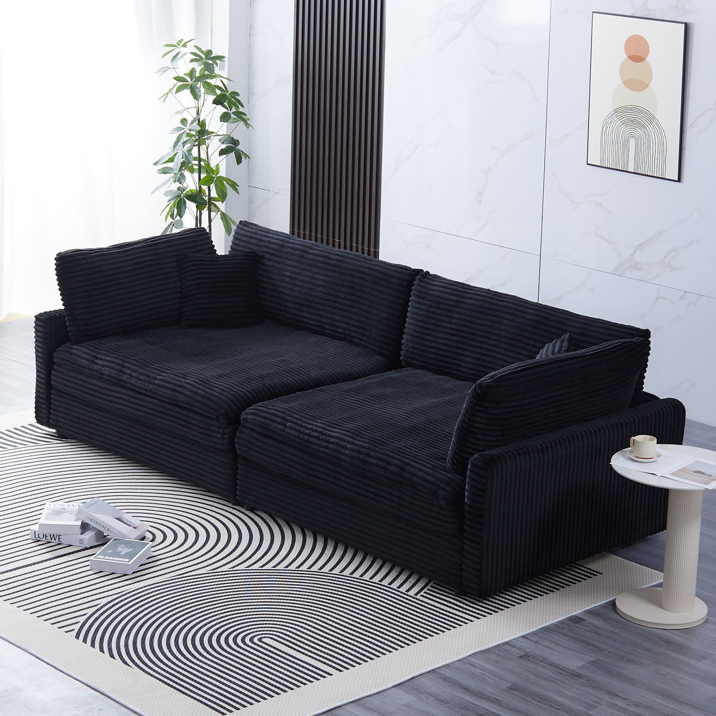 2 Throw Pillows, Four Backrests, Opening Up A New Style For The Living Room's Casual Area - Black