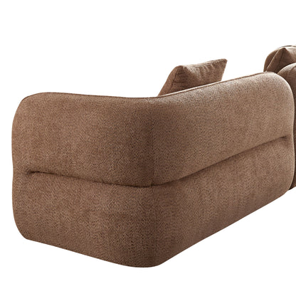 Sectional Sofa With Durable Fabric, Solid Wood Frame, And High Density Sponge Fill - Camel