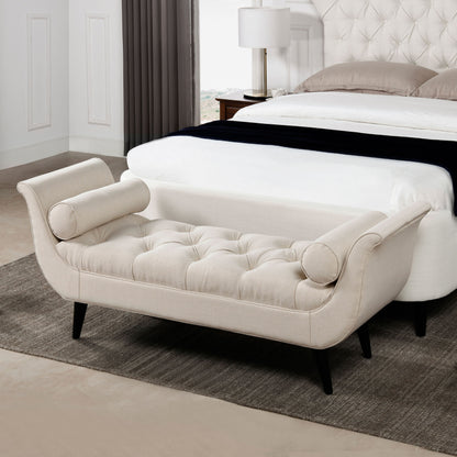 Alma - Tufted Flared Arm Entryway Bench - Sky Neutral Beige