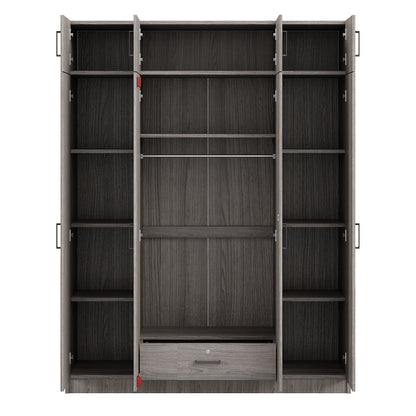 Contemporary 4 Door Wardrobe With 1 Drawer And Top Cabinet - Gray