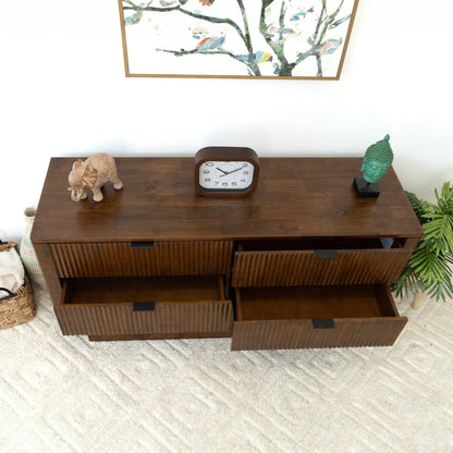Lola - Mid-Century Modern Dresser With 6 Drawers - Dark Brown