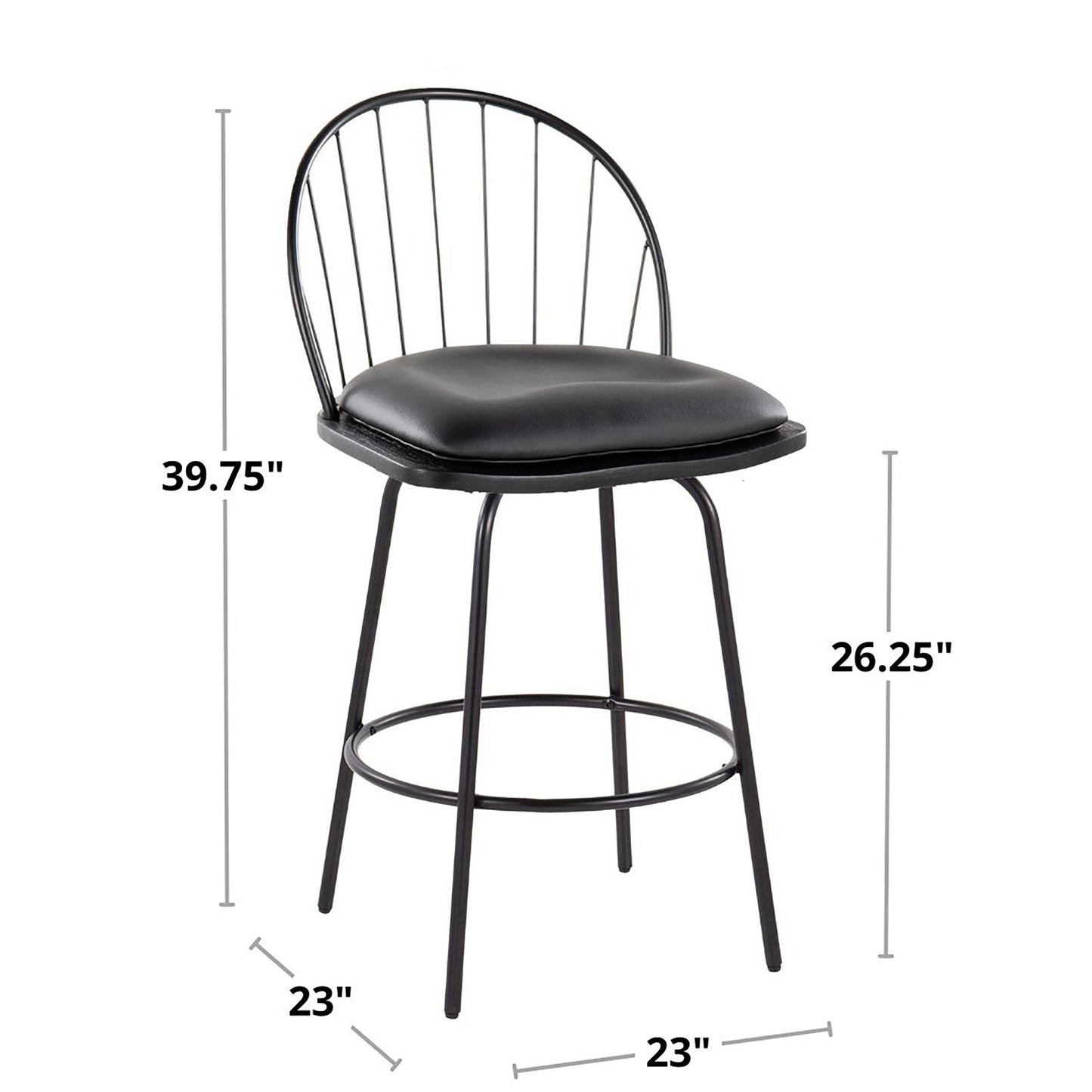 Riley - Claire Farmhouse Fixed Height Counter Stool With Swivel With Round Footrest (Set of 2) - Black