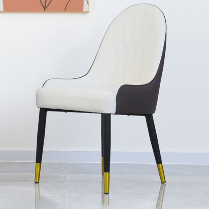 Modern Sponge-Filled Dining Chair, Solid Wood Metal Legs, Suitable For Restaurants, Living Rooms And Rooms- (Set of 2) - Dark Brown / White