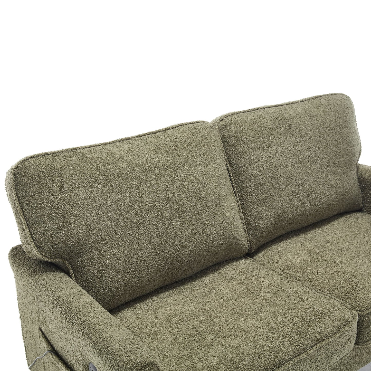 Mid Century Modern Loveseat Sofa With USB Ports, Removable Pillow Cover - Green