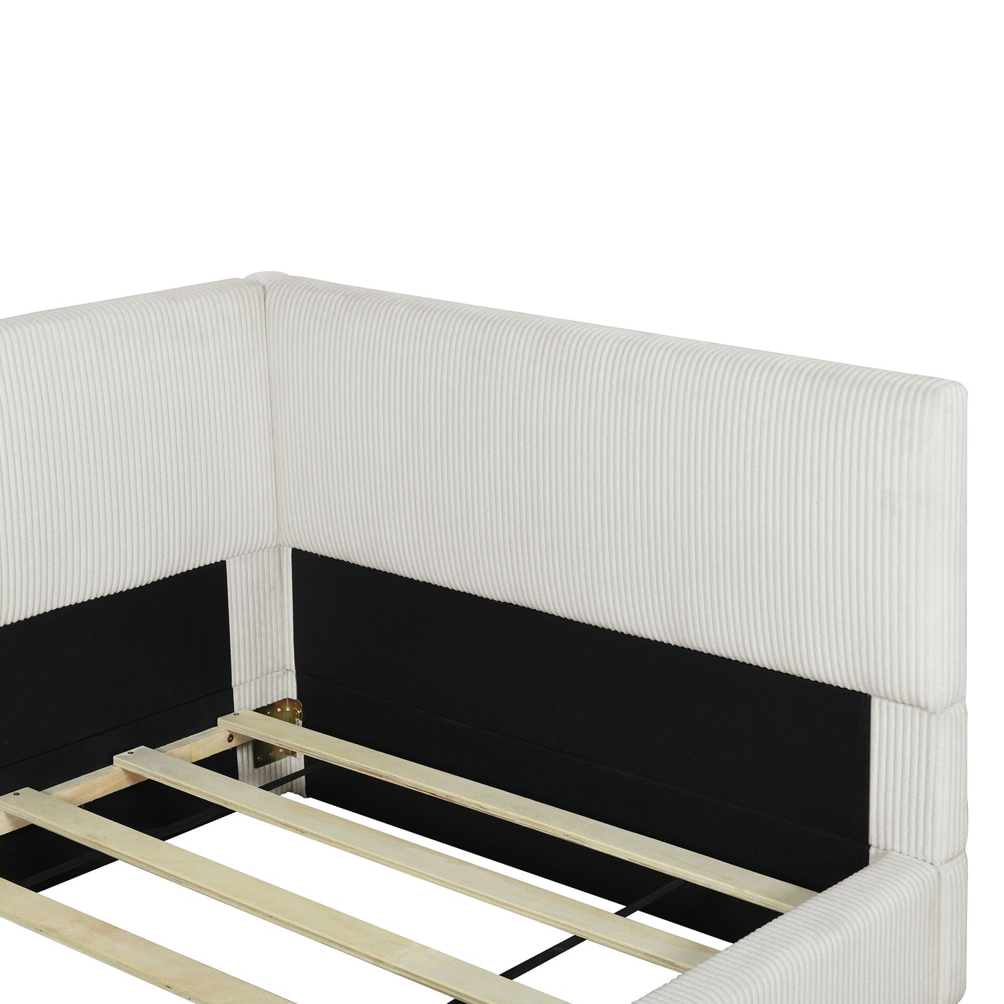 Twin Size L Shaped Upholstered Daybed - Beige