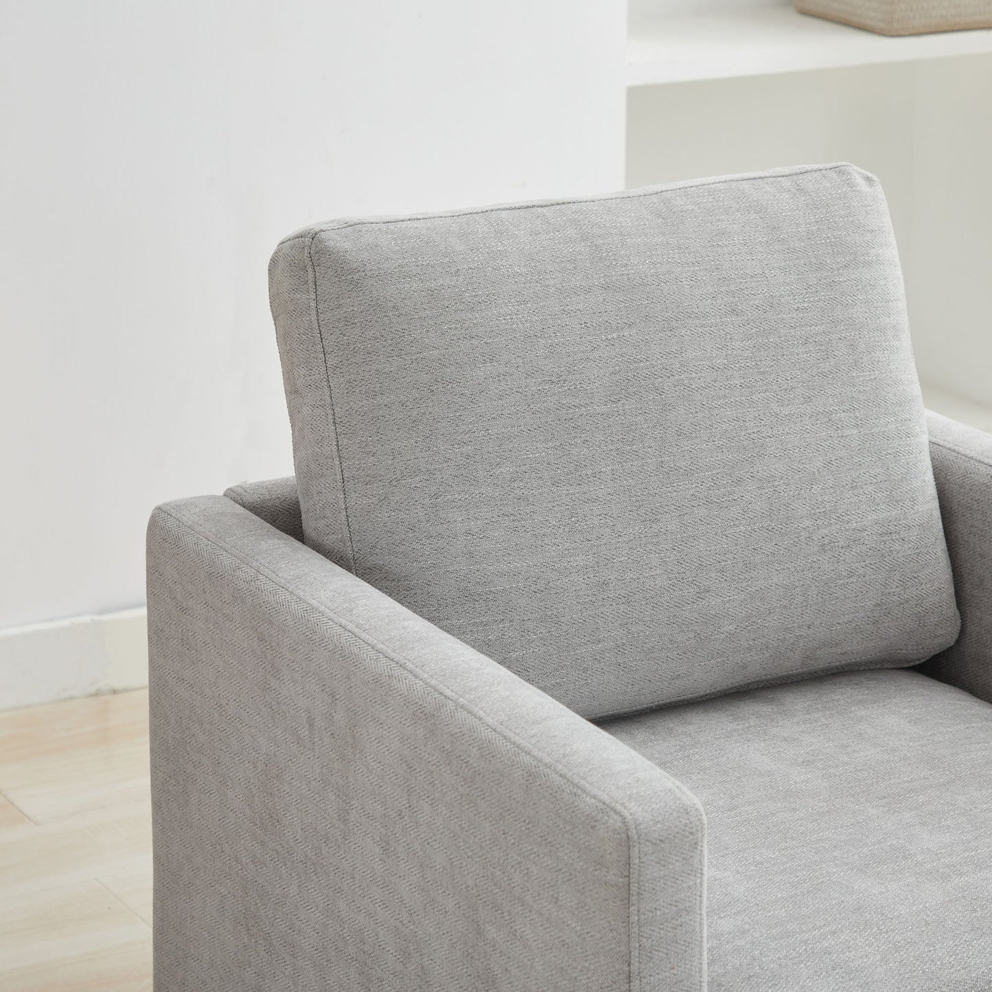 Modern Square Upholstered Swivel Accent Chair Chenille For Living Room Or Bedroom - Light Gray