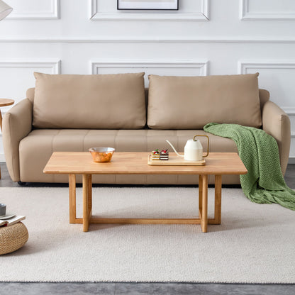 Rubber Wood And Solid Wood Coffee Table Modern Minimalist Rattan Weaving Design, Living Room Balcony, Multifunctional Small Sized Furniture - Natural