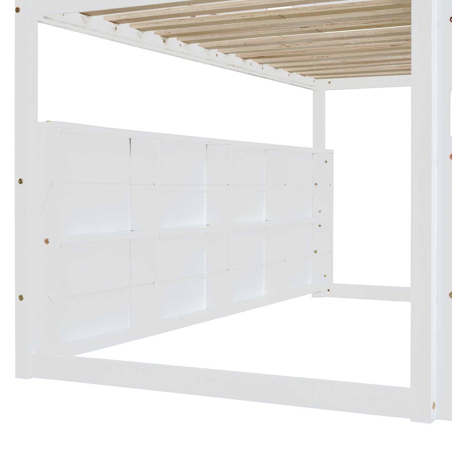 Twin Size Charming House Shaped Loft Bed With Tent And Slide - White / Pink
