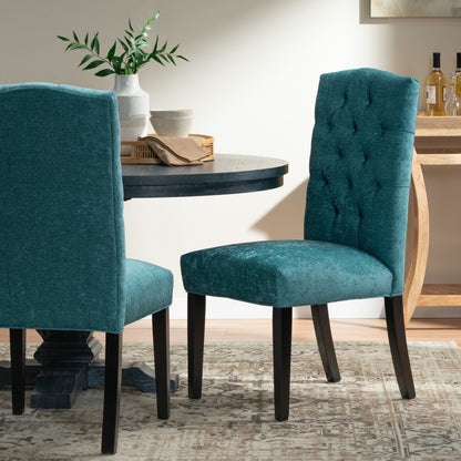Harriet - Tufted Dining Chairs With Solid Wood Frame And Soft (Set of 2) - Teal Green