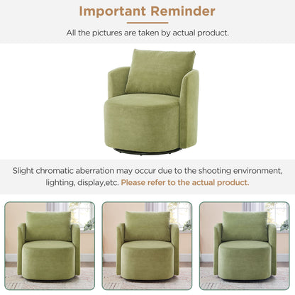360ÔøΩÔøΩ Swivel Chair, Accent Barrel Armchair, Upholstered With Curved Design - Green