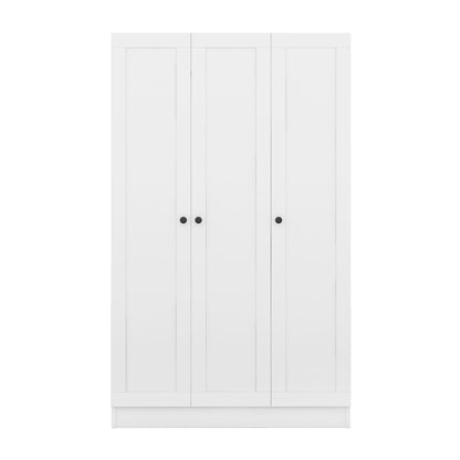 3 Door Shutter Wardrobe With Shelves - White