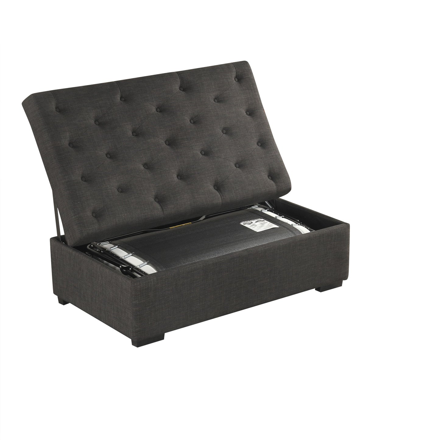 Convertible Ottoman Sleeper With Memory Mattress And Tufted Design, Folding Sofa Bed - Dark Gray Linen