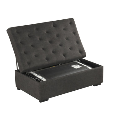 Convertible Ottoman Sleeper With Memory Mattress And Tufted Design, Folding Sofa Bed - Dark Gray Linen
