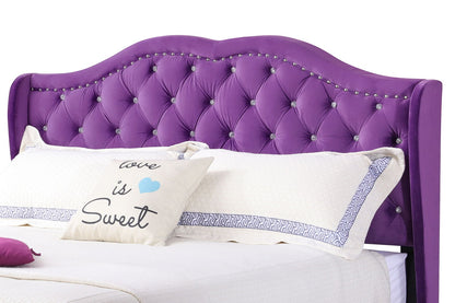 Queen Elegant Transitional Upholstered Bed - Purple