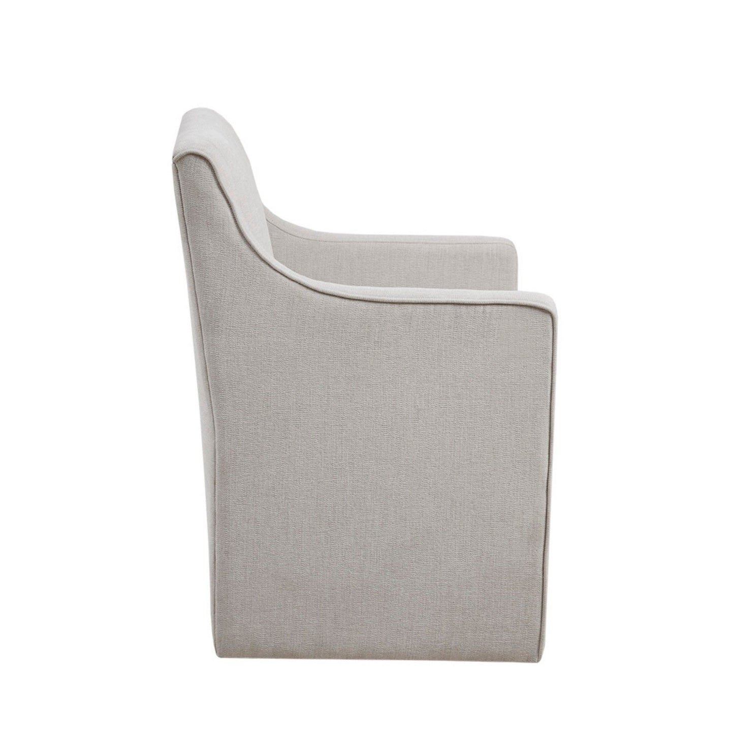 Upholstered Dining Arm Chair With Casters - Light Gray