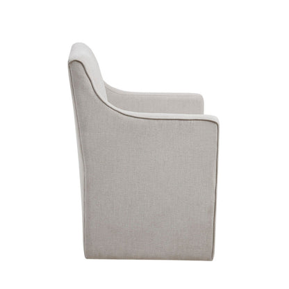 Upholstered Dining Arm Chair With Casters - Light Gray