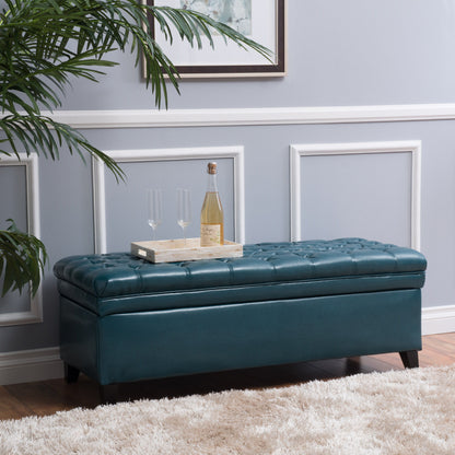 Juliana - Teal Storage Ottoman With Spacious Interior - Teal