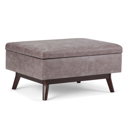 Owen - Coffee Table Storage Ottoman - Distressed Gray Taupe