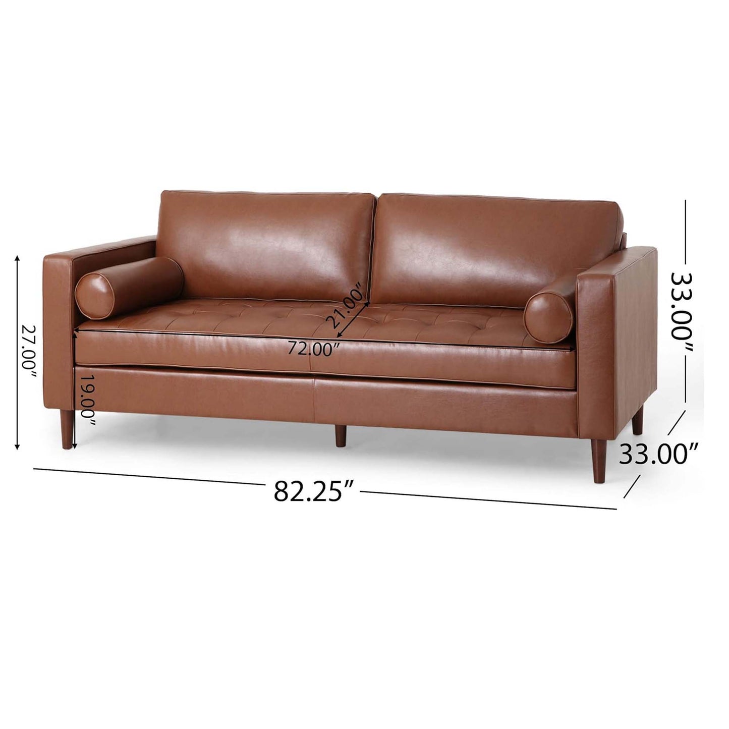 Comfy 3 Seat Sofa With Wooden Legs, For Living Room And Study - Light Brown