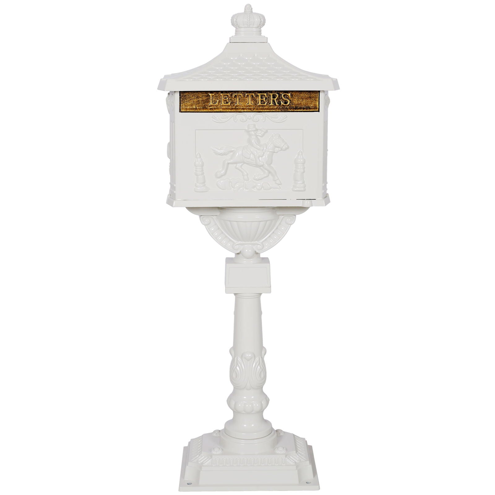 Cast Aluminum Mail Box, Postal Box, Mailbox - White