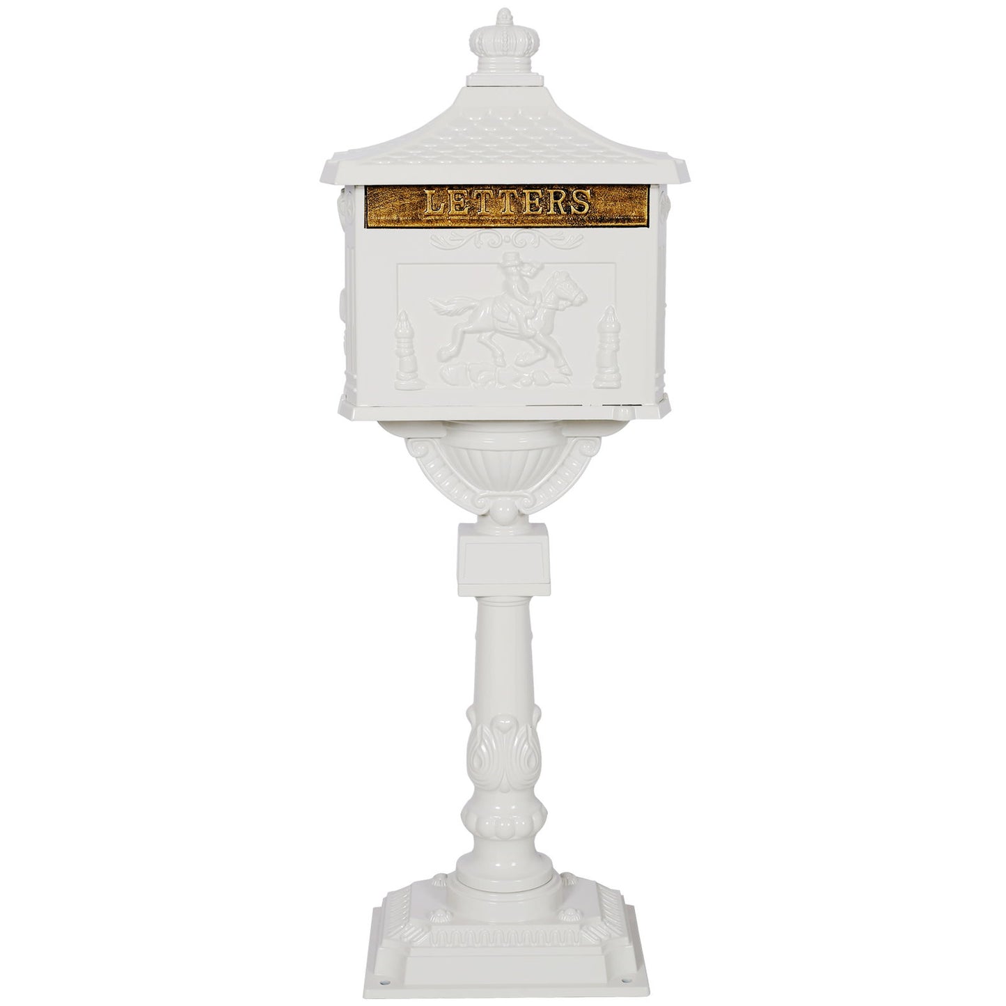 Cast Aluminum Mail Box, Postal Box, Mailbox - White