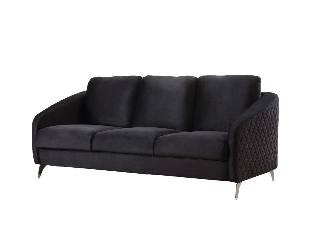 Sofia - Velvet Fabric Sofa, Loveseat Living Room (Set of 2) - Black