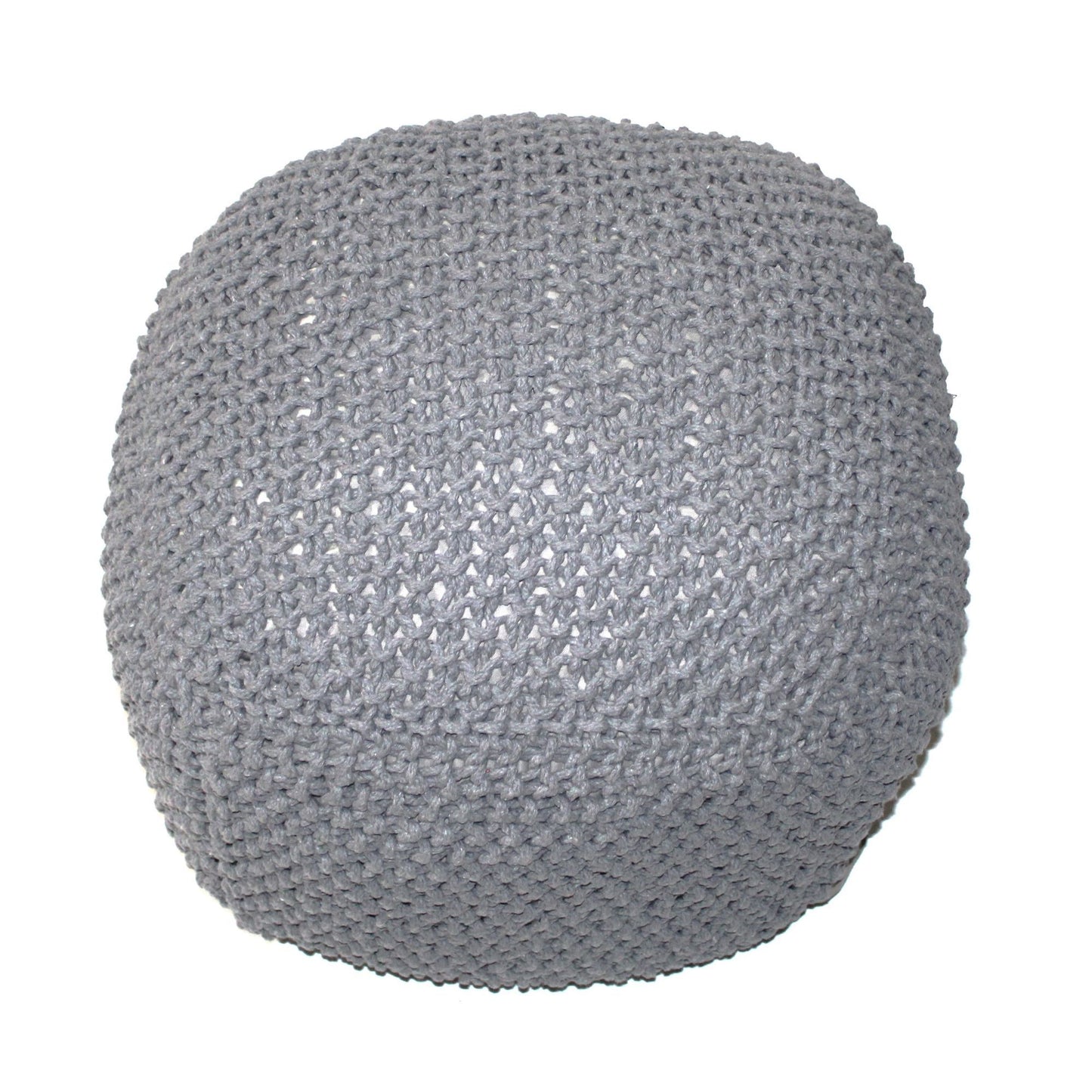 Semi Rounded Pouf Cable Knitted Perfect Seating Light - Gray