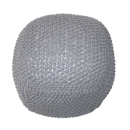 Semi Rounded Pouf Cable Knitted Perfect Seating Light - Gray
