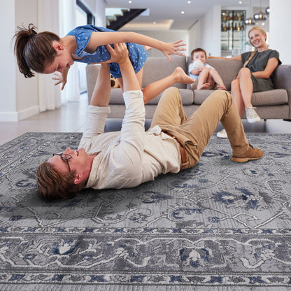 Marfi - 5' X 7' Oriental Area Rug - Gray / Blue