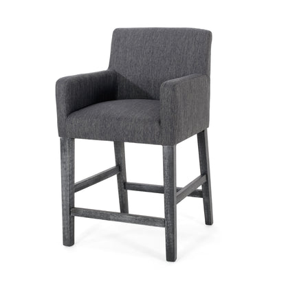 Serenitia - Upholstered Counter Chair With Straight Arm - Charcoal