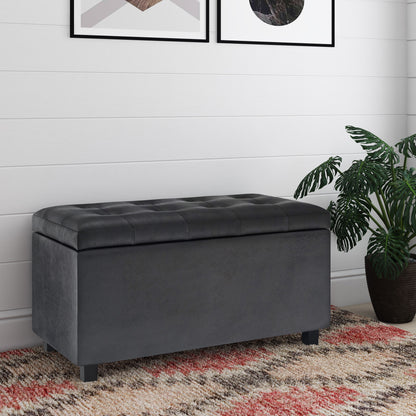 Cosmopolitan - Storage Ottoman - Distressed Black