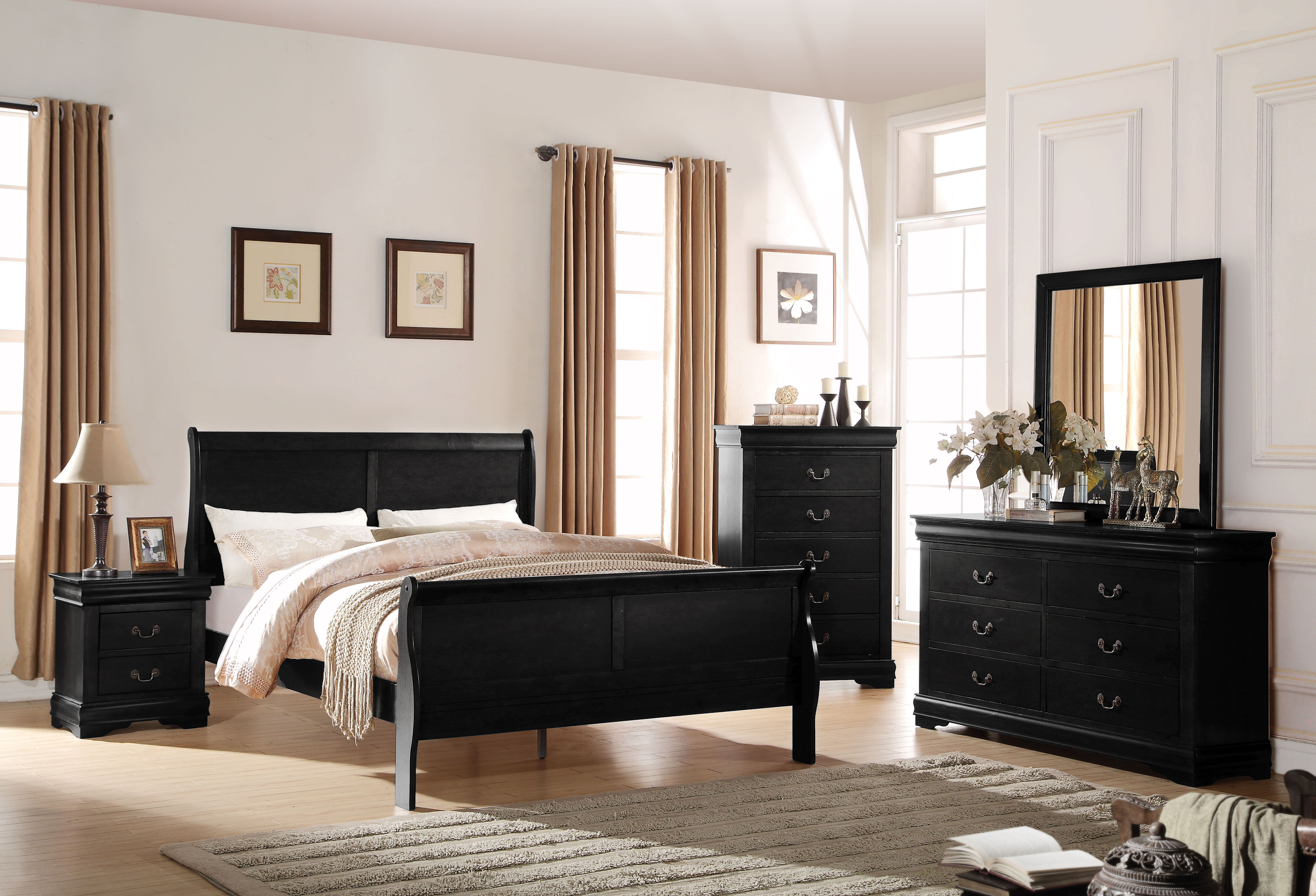 Louis Philippe - 2 Piece Eastern King Bedroom Set - Black