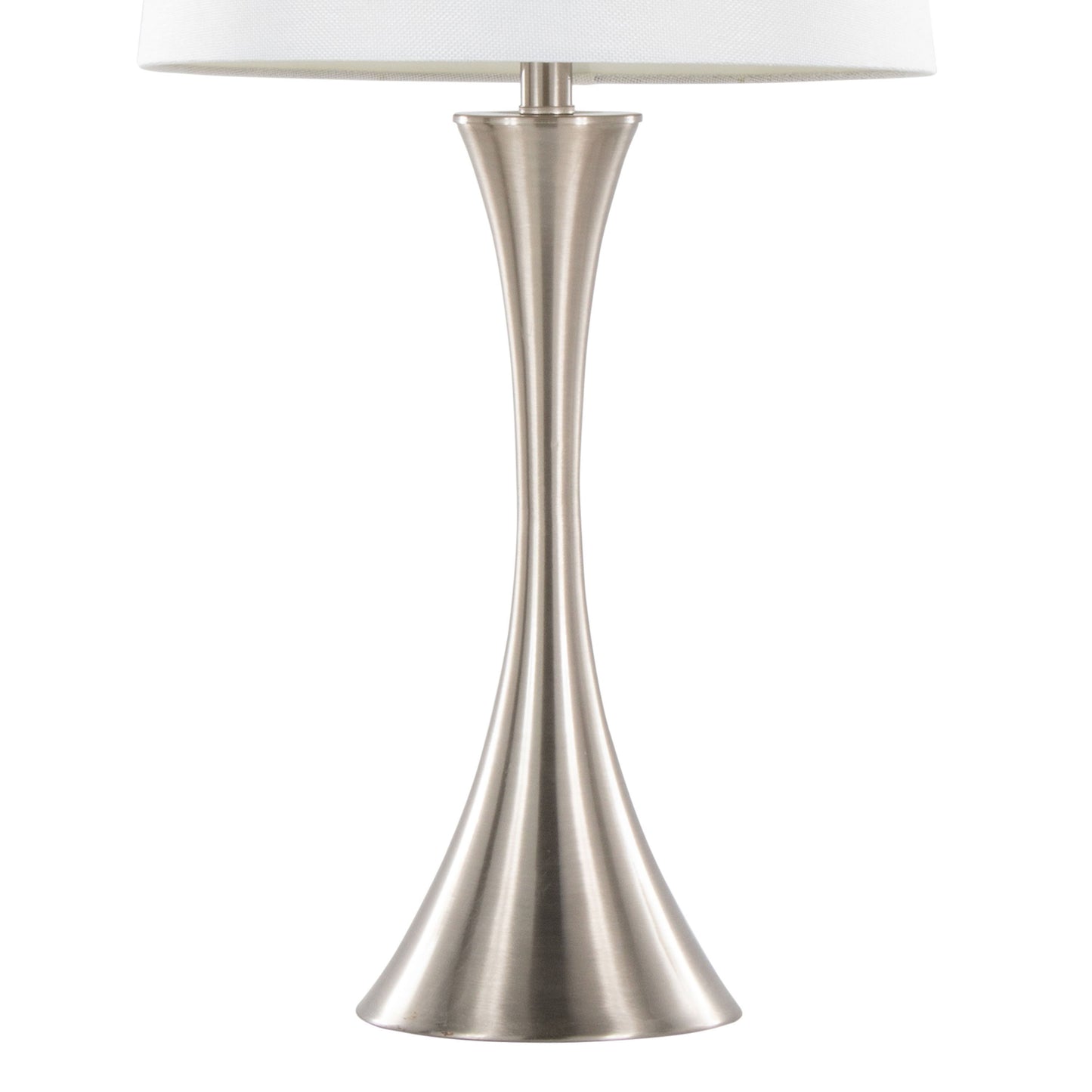 Lenuxe - Contemporary Table Lamp (Set of 2) - Nickel / White