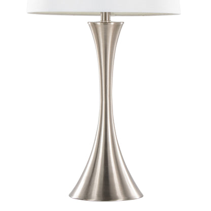 Lenuxe - Contemporary Table Lamp (Set of 2) - Nickel / White