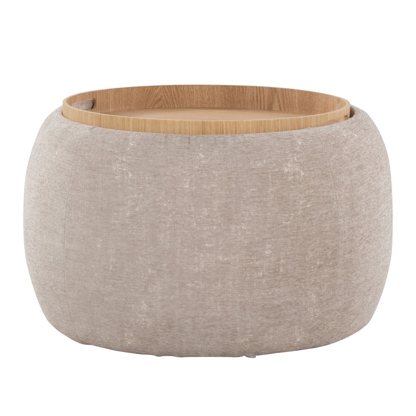 Tray - Pouf Contemporary Ottoman - Natural / Light Brown