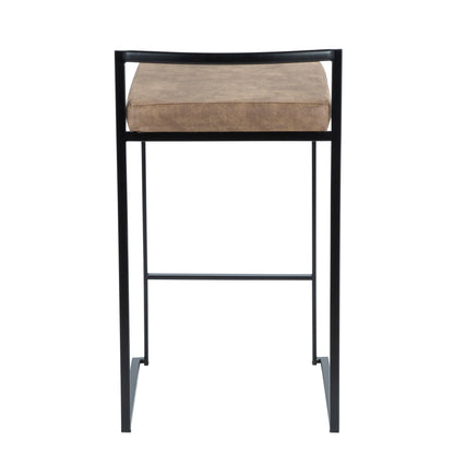 Fuji - Contemporary Stackable Counter Stool (Set of 2) - Brown / Black