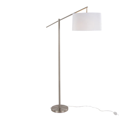 Casper - Contemporary Floor Lamp - Nickel / Off White