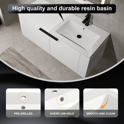 Modern 48" Bathroom Vanity Sink Combo With Spacious Storage - White