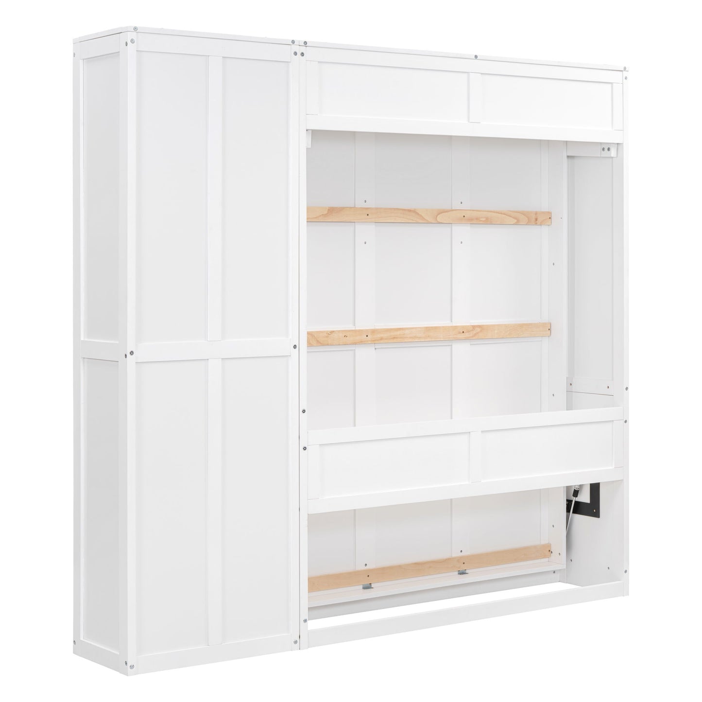 Full Size Murphy Wall Bed With Shelves - White