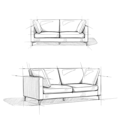 Ava - Mid Century Sofa, Upholstered - Cream