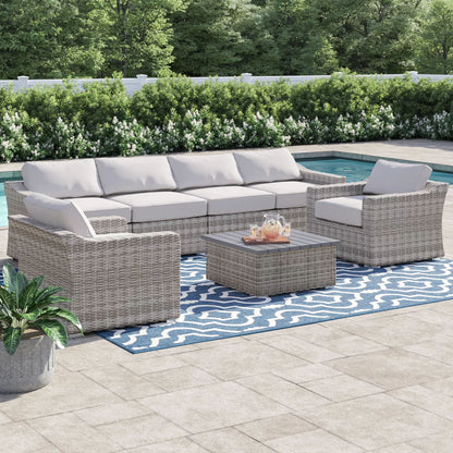 6 Person All Weather Sectional Seating Group With Cushions - Gray Mix