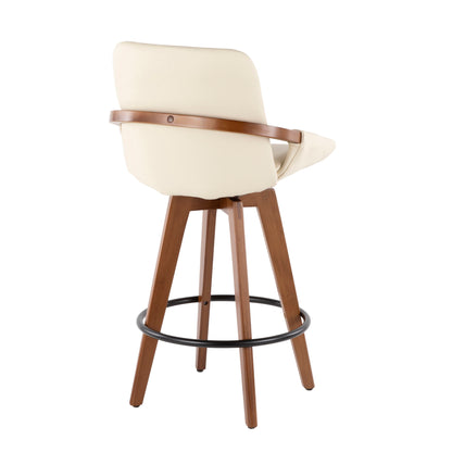 Cosmo - Mid-Century Counter Stool - Walnut / Cream