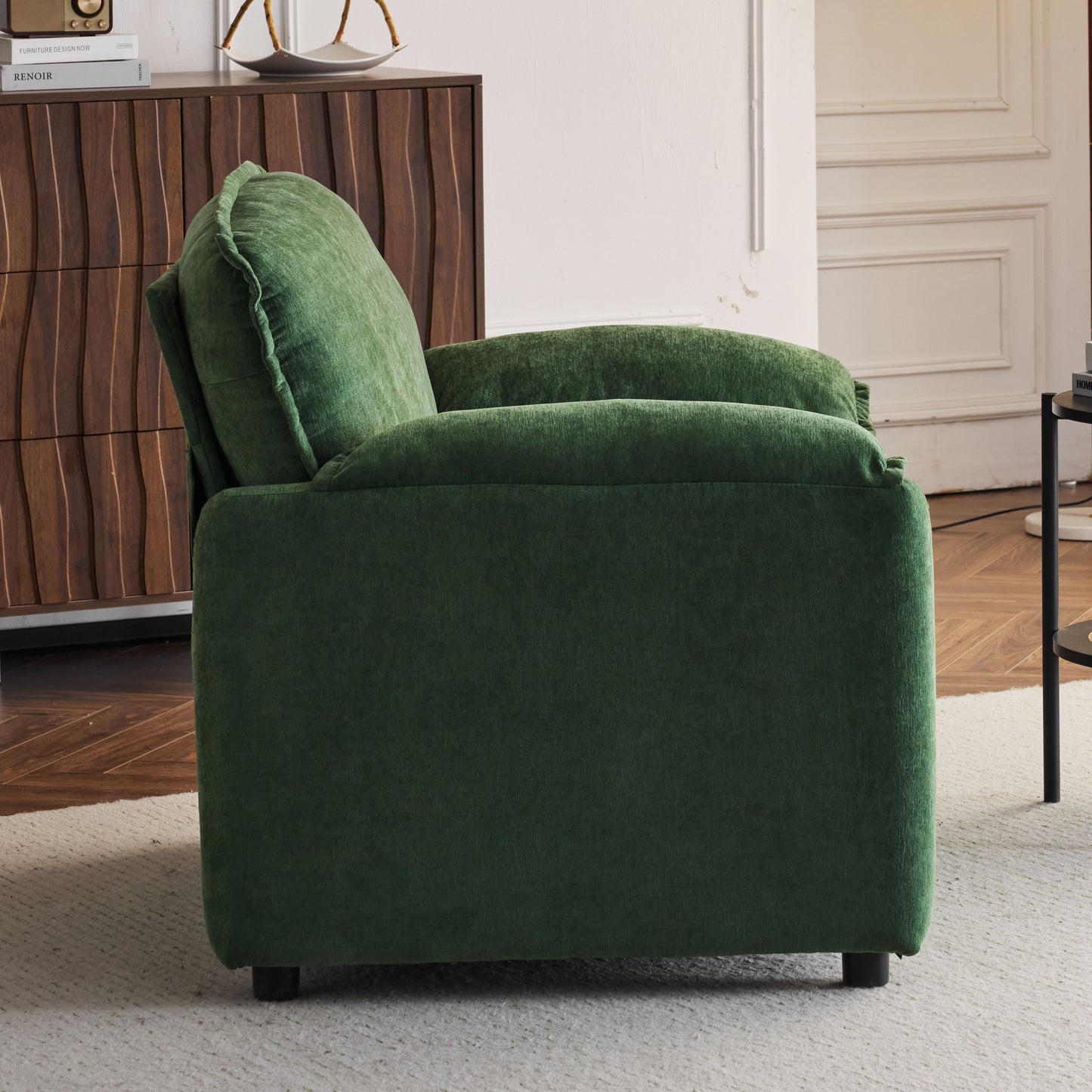 Oversized Reading Armchair With Thick Cushions, High Back Support - Green