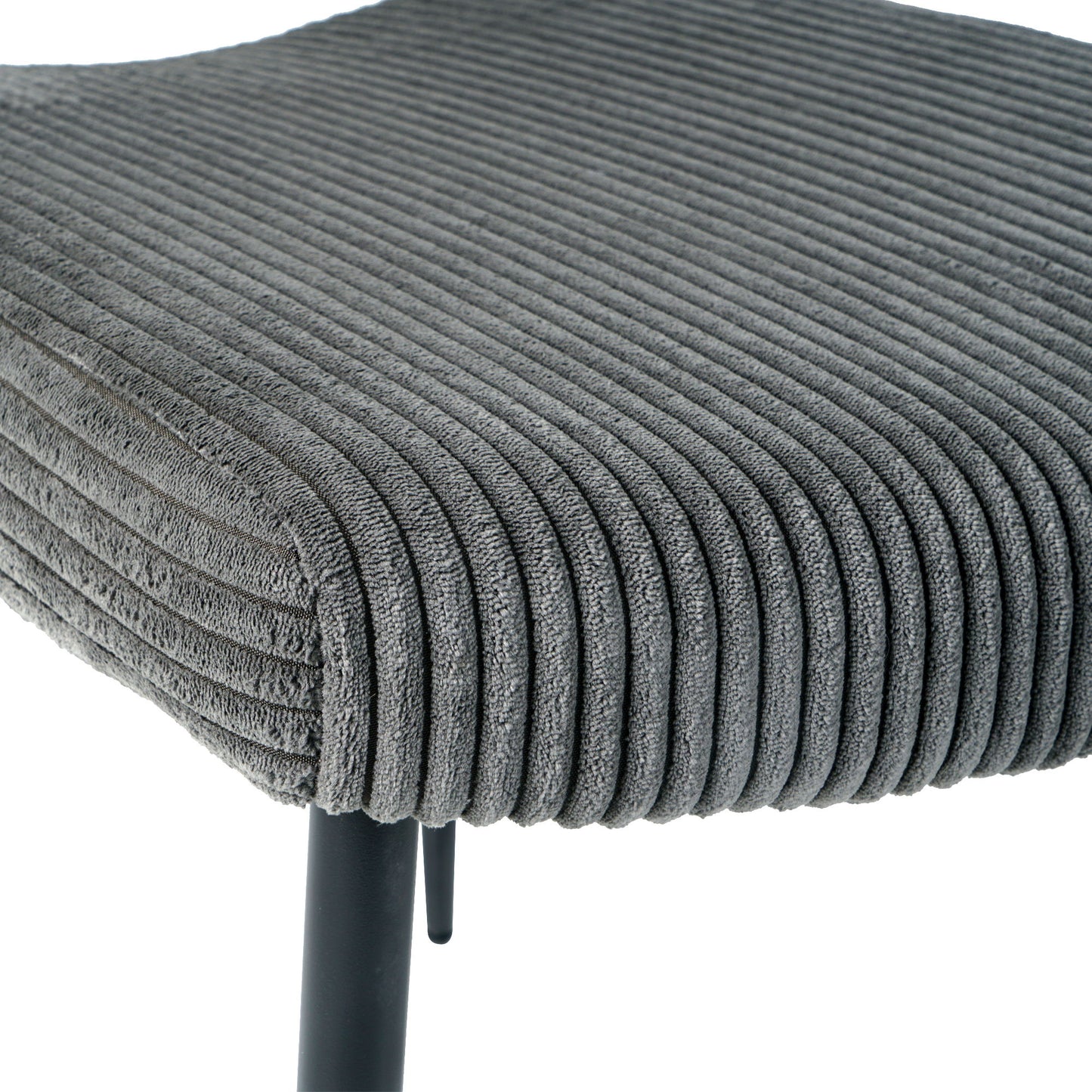 Modern Dining Chair (Set of 2) Fabric Upholstered With Black Metal Legs, Home And Bedroom Use - Gray